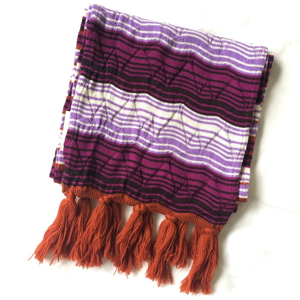 Missoni Fuchsia/Orange Wool Fringe Scarf